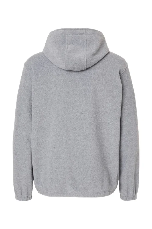 Burnside Mens Polar Fleece 1/4 Zip Hooded Sweatshirt Hoodie - Heather Grey - NEW