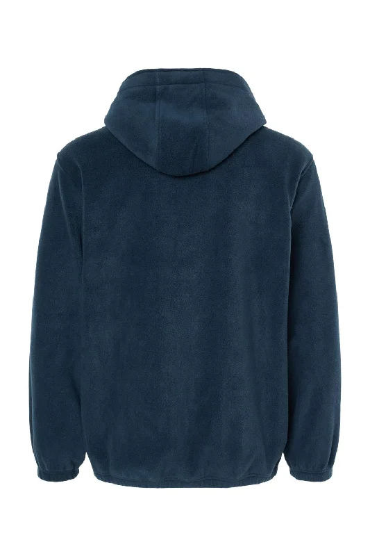 Burnside Mens Polar Fleece 1/4 Zip Hooded Sweatshirt Hoodie - Navy Blue - NEW