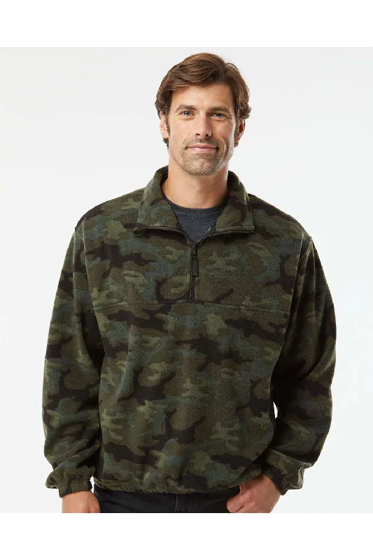 Burnside Mens Polar Fleece 1/4 Zip Sweatshirt - Green Camo - NEW