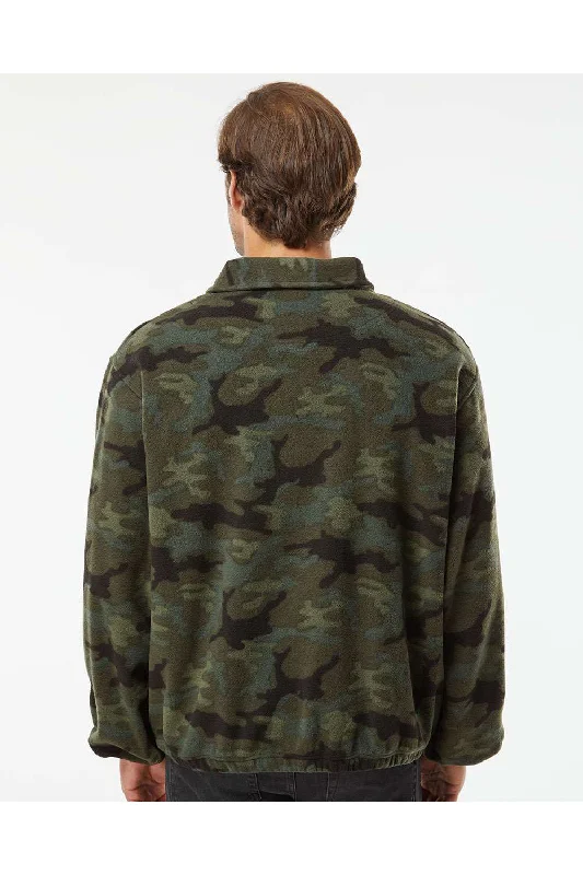 Burnside Mens Polar Fleece 1/4 Zip Sweatshirt - Green Camo - NEW