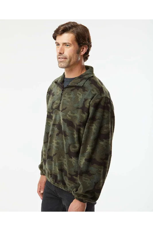 Burnside Mens Polar Fleece 1/4 Zip Sweatshirt - Green Camo - NEW