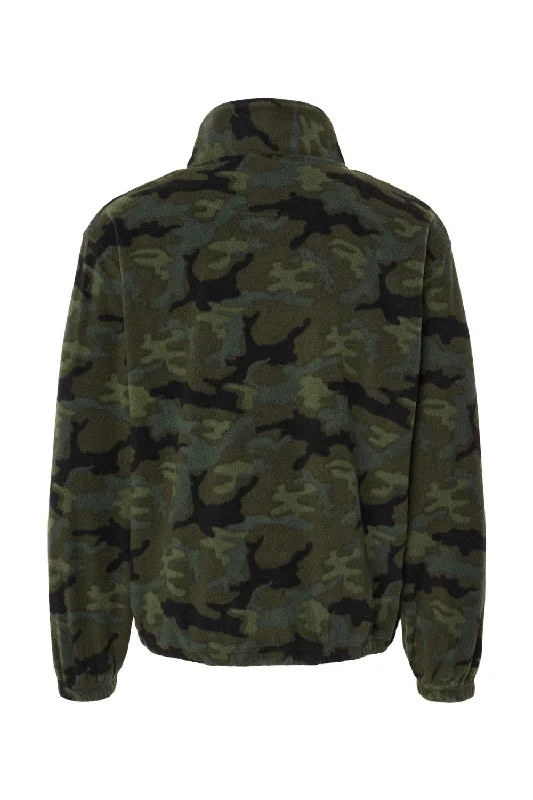 Burnside Mens Polar Fleece 1/4 Zip Sweatshirt - Green Camo - NEW