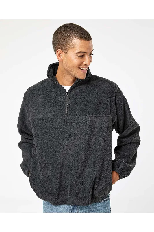 Burnside Mens Polar Fleece 1/4 Zip Sweatshirt - Heather Charcoal Grey - NEW