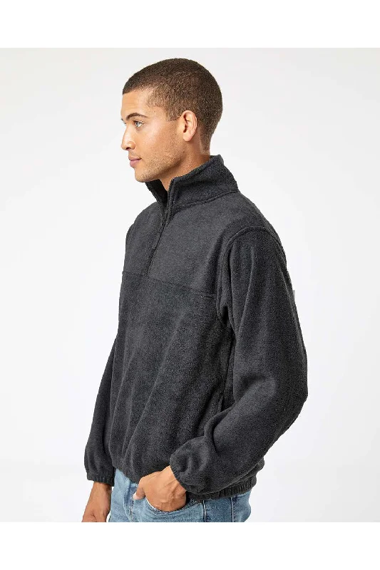 Burnside Mens Polar Fleece 1/4 Zip Sweatshirt - Heather Charcoal Grey - NEW