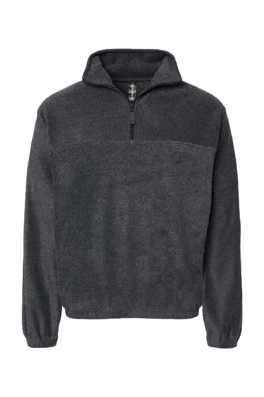 Burnside Mens Polar Fleece 1/4 Zip Sweatshirt - Heather Charcoal Grey - NEW