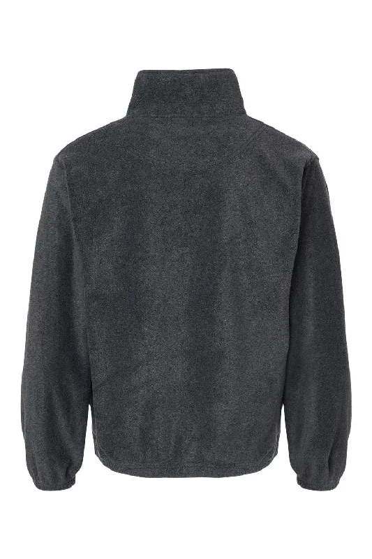 Burnside Mens Polar Fleece 1/4 Zip Sweatshirt - Heather Charcoal Grey - NEW