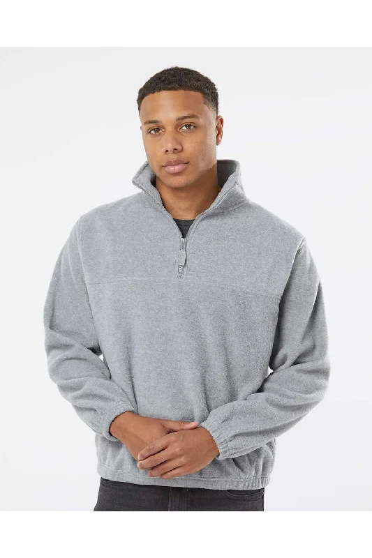 Burnside Mens Polar Fleece 1/4 Zip Sweatshirt - Heather Grey - NEW