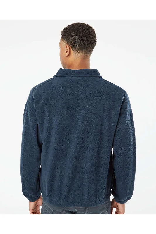 Burnside Mens Polar Fleece 1/4 Zip Sweatshirt - Navy Blue - NEW