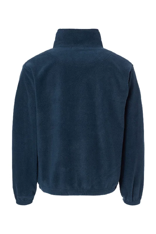 Burnside Mens Polar Fleece 1/4 Zip Sweatshirt - Navy Blue - NEW