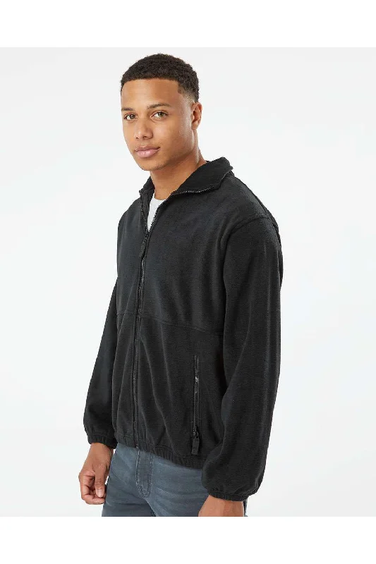 Burnside Mens Polar Fleece Full Zip Sweatshirt - Black - NEW