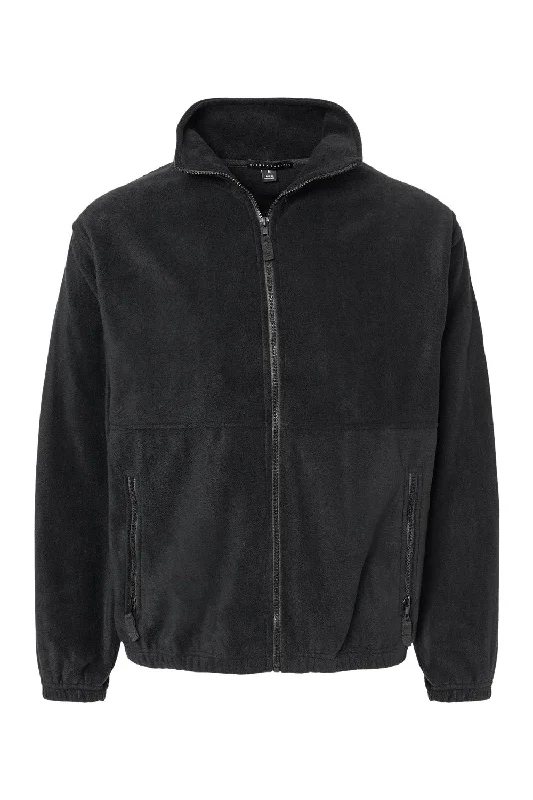 Burnside Mens Polar Fleece Full Zip Sweatshirt - Black - NEW