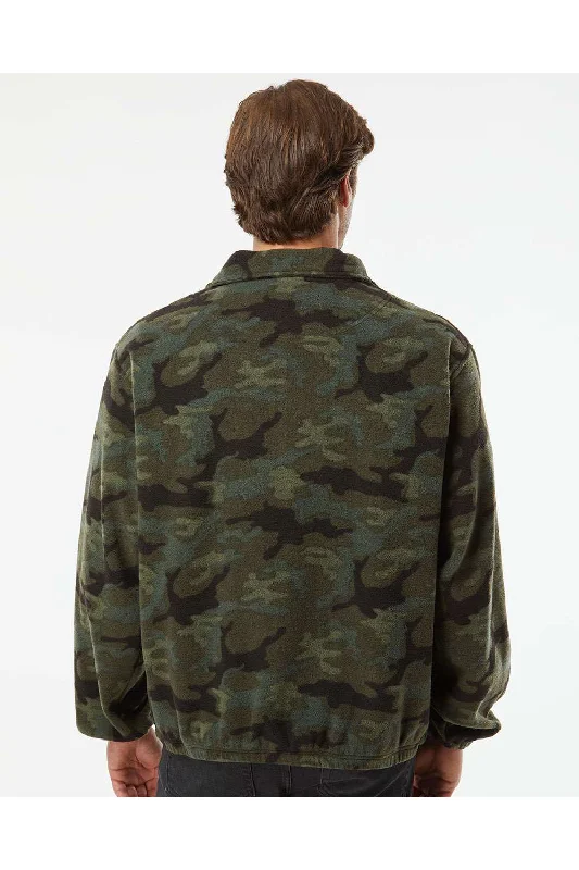 Burnside Mens Polar Fleece Full Zip Sweatshirt - Green Camo - NEW