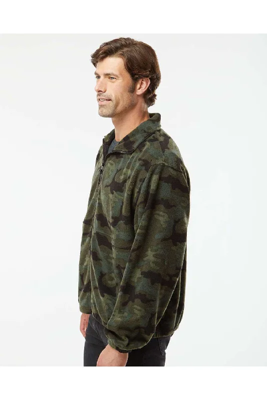 Burnside Mens Polar Fleece Full Zip Sweatshirt - Green Camo - NEW