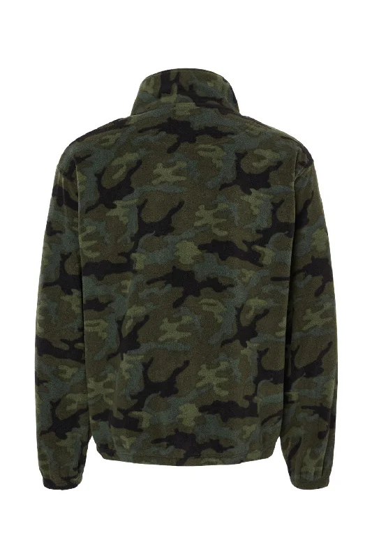 Burnside Mens Polar Fleece Full Zip Sweatshirt - Green Camo - NEW