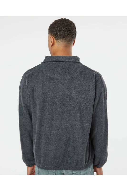 Burnside Mens Polar Fleece Full Zip Sweatshirt - Heather Charcoal Grey - NEW