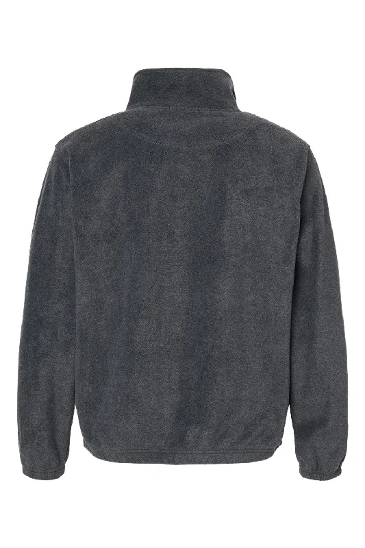 Burnside Mens Polar Fleece Full Zip Sweatshirt - Heather Charcoal Grey - NEW