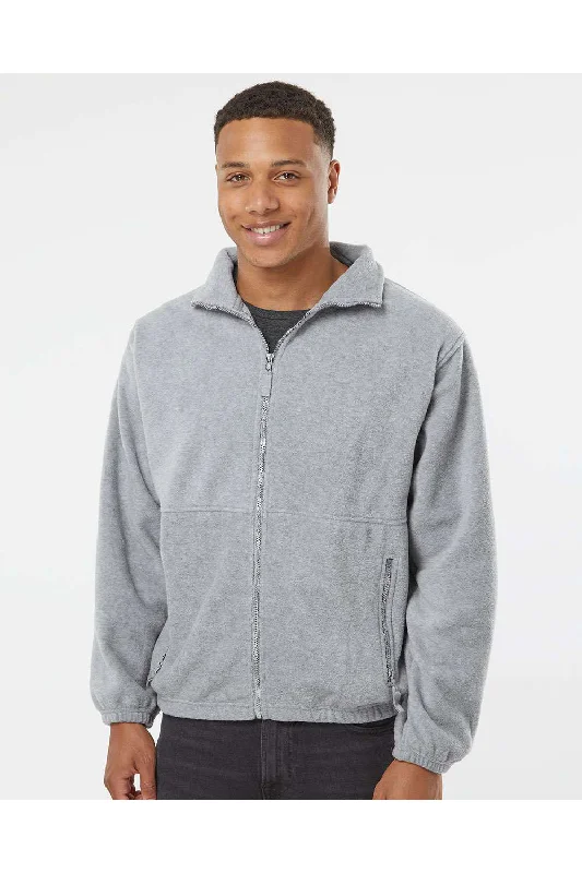 Burnside Mens Polar Fleece Full Zip Sweatshirt - Heather Grey - NEW