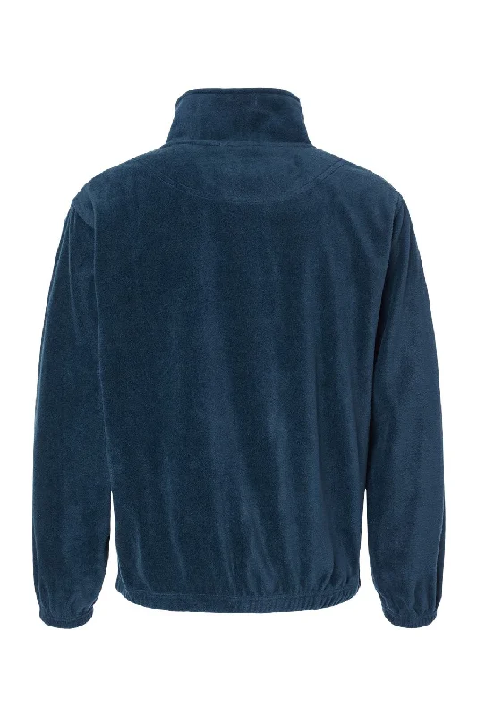 Burnside Mens Polar Fleece Full Zip Sweatshirt - Navy Blue - NEW