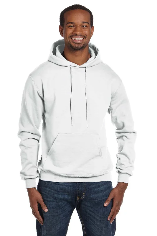 Champion Mens Double Dry Eco Moisture Wicking Fleece Hooded Sweatshirt Hoodie - White