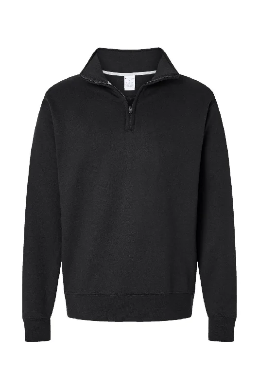 Champion Mens PowerBlend 1/4 Zip Sweatshirt - Black - NEW