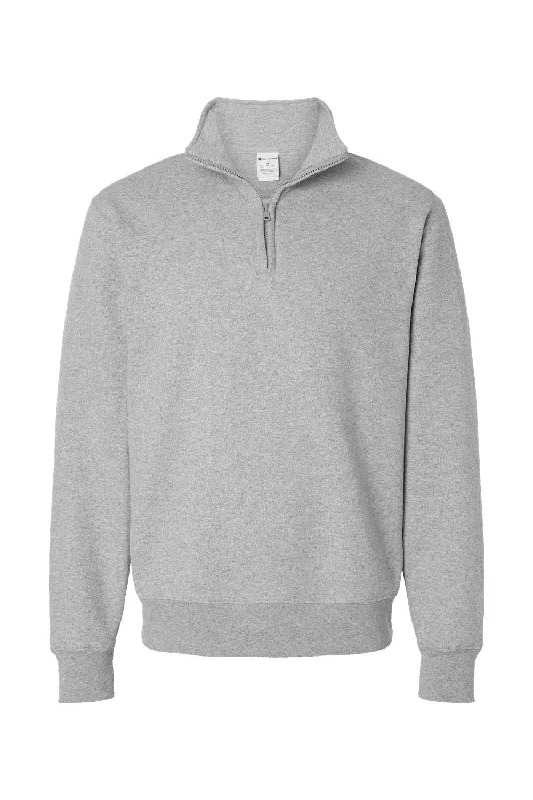 Champion Mens PowerBlend 1/4 Zip Sweatshirt - Light Steel Grey - NEW