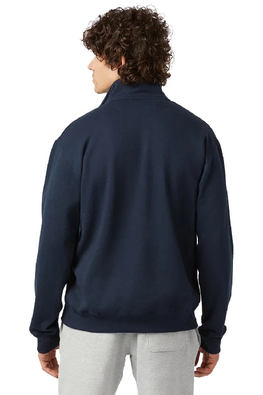 Champion Mens PowerBlend 1/4 Zip Sweatshirt - Navy Blue - NEW