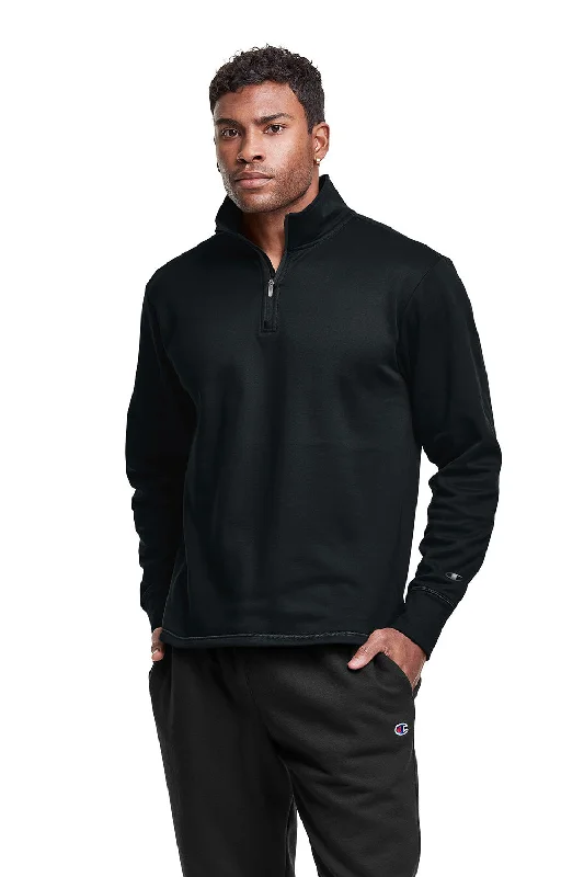 Champion Mens Sport 1/4 Zip Sweatshirt - Black - NEW