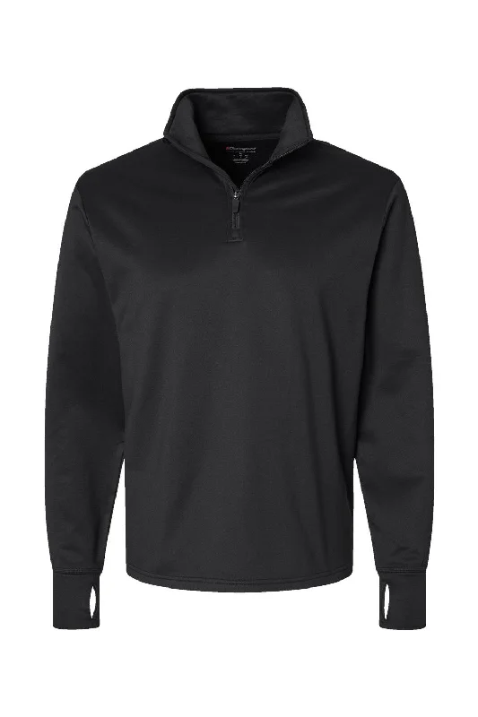 Champion Mens Sport 1/4 Zip Sweatshirt - Black - NEW