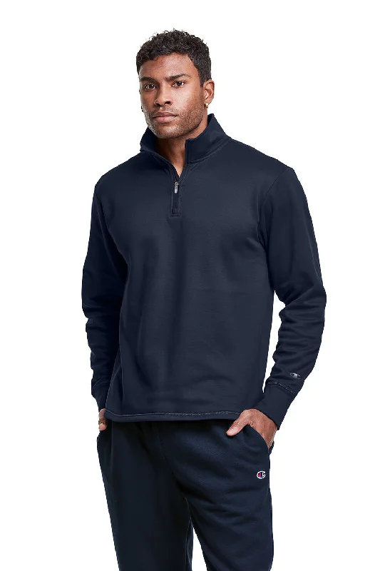 Champion Mens Sport 1/4 Zip Sweatshirt - Navy Blue - NEW