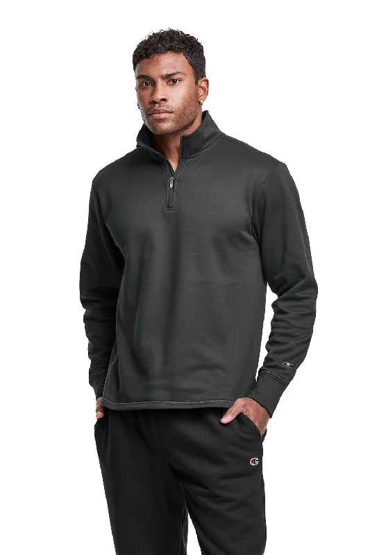 Champion Mens Sport 1/4 Zip Sweatshirt - Stealth Grey - NEW