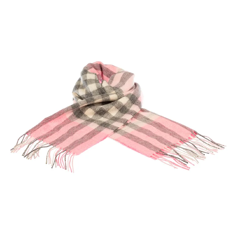 Chequer Tartan 90/10 Cashmere Scarf Bar  Pink