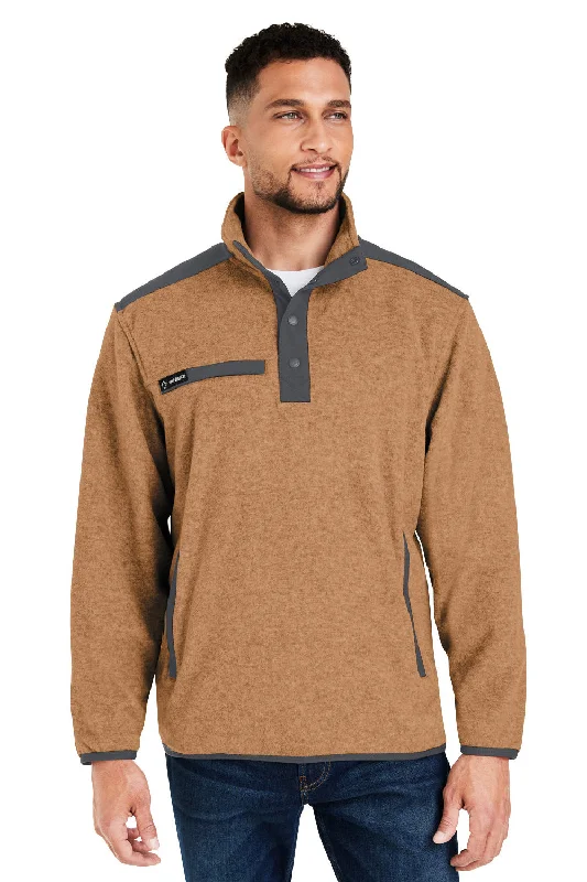 Dri Duck Mens Ranger Melange UPF 50+ Fleece Sweatshirt - Saddle Brown - NEW