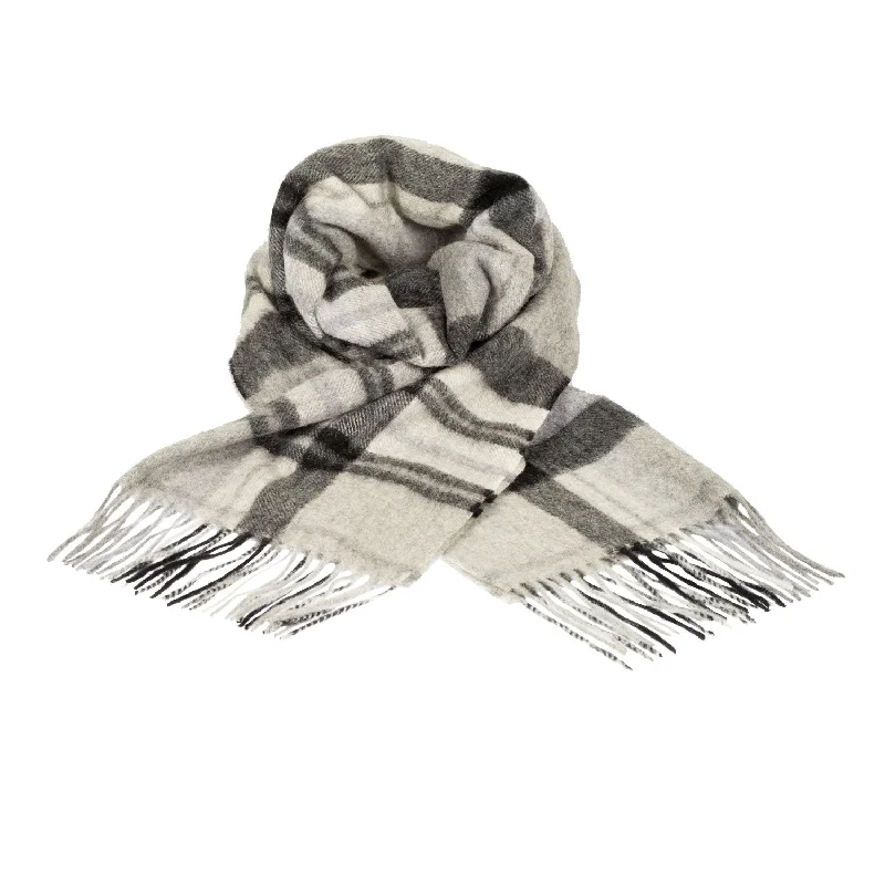 Edinburgh 100% Cashmere Wide Scarf  Molton Check Black