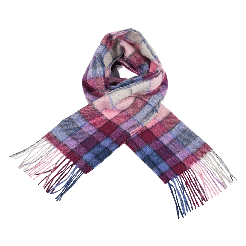 Edinburgh 100% Lambswool Scarf  Tie Dye Check - Navy/Pink