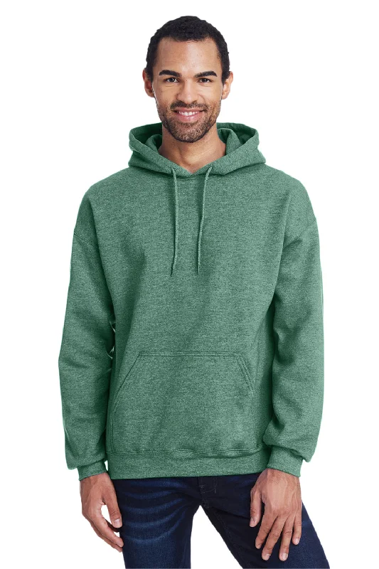 Gildan Mens Pill Resistant Hooded Sweatshirt Hoodie - Heather Dark Green