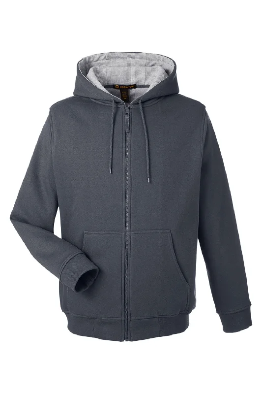 Harriton Mens Climabloc Water Resistant Full Zip Hooded Sweatshirt Hoodie - Dark Charcoal Grey