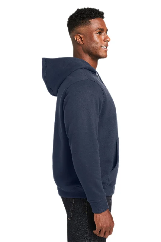 Harriton Mens Climabloc Water Resistant Full Zip Hooded Sweatshirt Hoodie - Dark Navy Blue