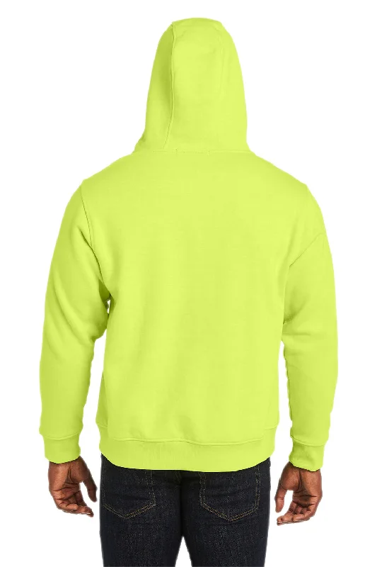 Harriton Mens Climabloc Water Resistant Full Zip Hooded Sweatshirt Hoodie - Safety Yellow