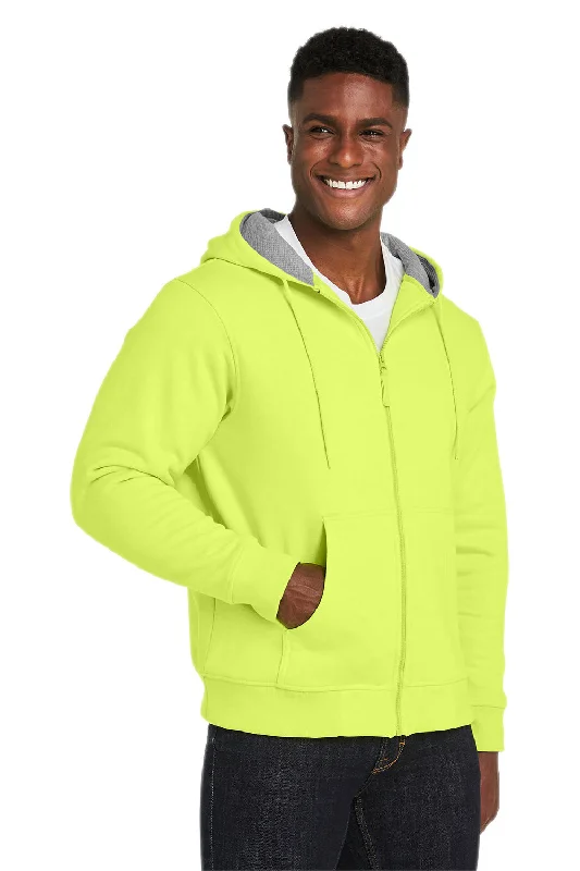 Harriton Mens Climabloc Water Resistant Full Zip Hooded Sweatshirt Hoodie - Safety Yellow