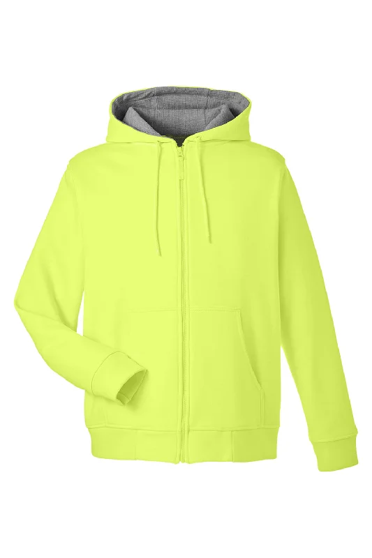 Harriton Mens Climabloc Water Resistant Full Zip Hooded Sweatshirt Hoodie - Safety Yellow