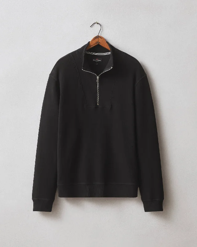 French Rib Half Zip - Black