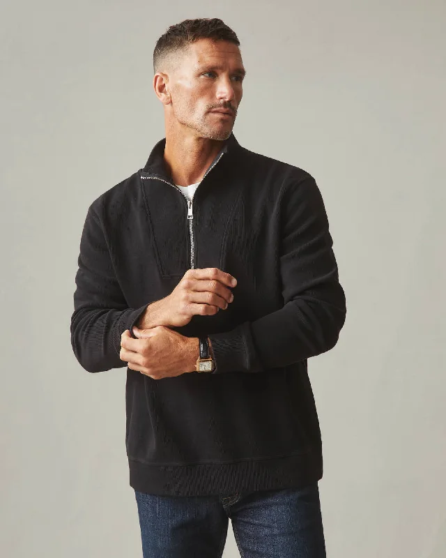 French Rib Half Zip - Black