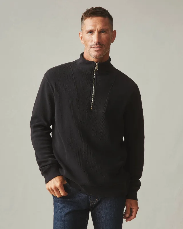 French Rib Half Zip - Black