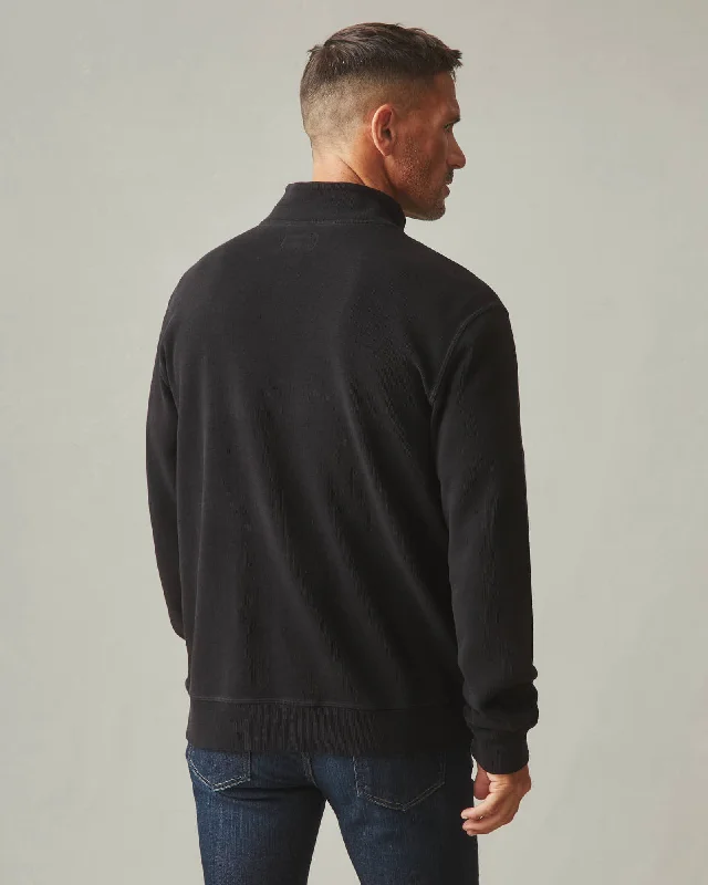 French Rib Half Zip - Black