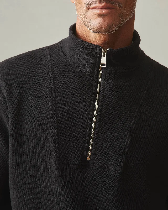 French Rib Half Zip - Black