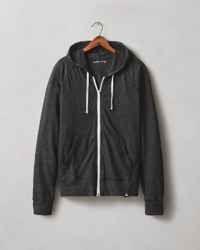 Lightweight Full Zip - Heather Black