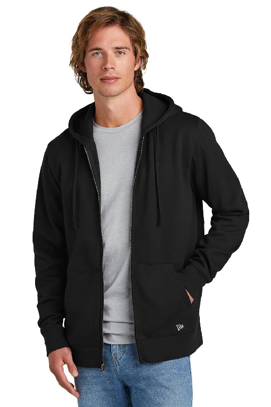 New Era Mens Comeback Fleece Full Zip Hooded Sweatshirt Hoodie - Black