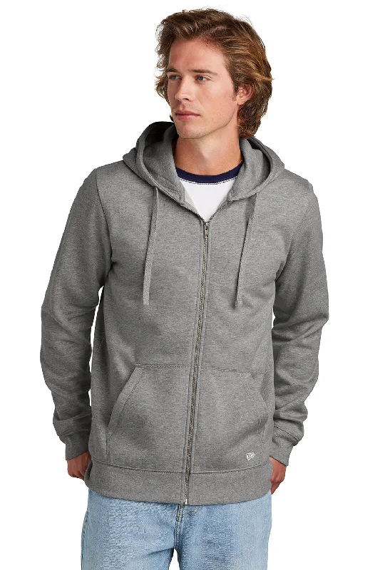 New Era Mens Comeback Fleece Full Zip Hooded Sweatshirt Hoodie - Heather Dark Grey