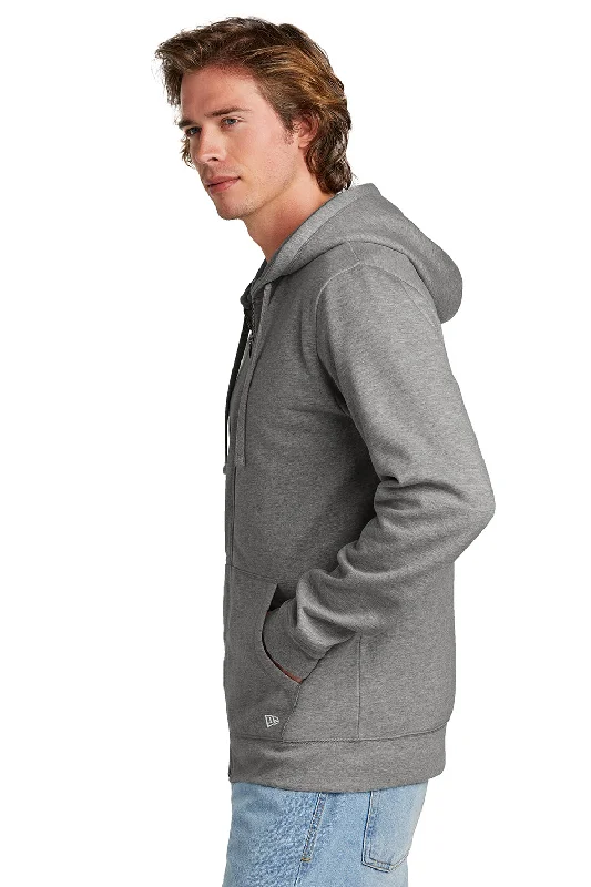 New Era Mens Comeback Fleece Full Zip Hooded Sweatshirt Hoodie - Heather Dark Grey