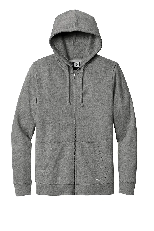 New Era Mens Comeback Fleece Full Zip Hooded Sweatshirt Hoodie - Heather Dark Grey